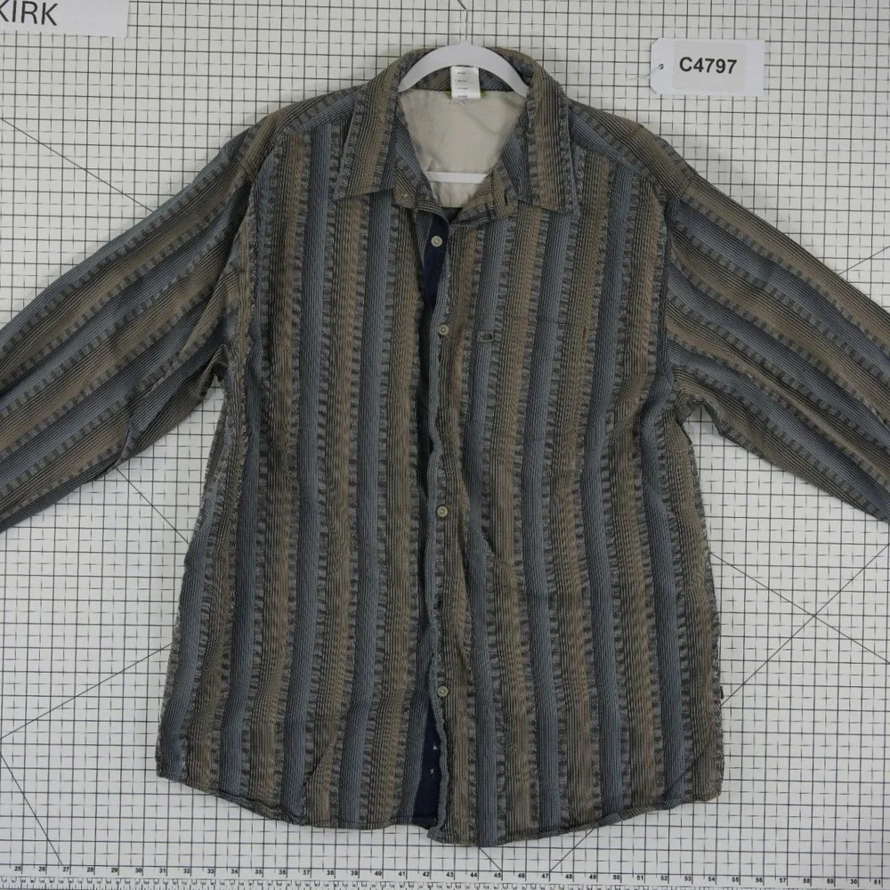 The North Face A5 Shirt Men's Size Large Brown Grey Striped 100% Cotton Button